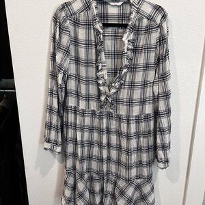 Lucky Brand Blue and White Plaid Dress